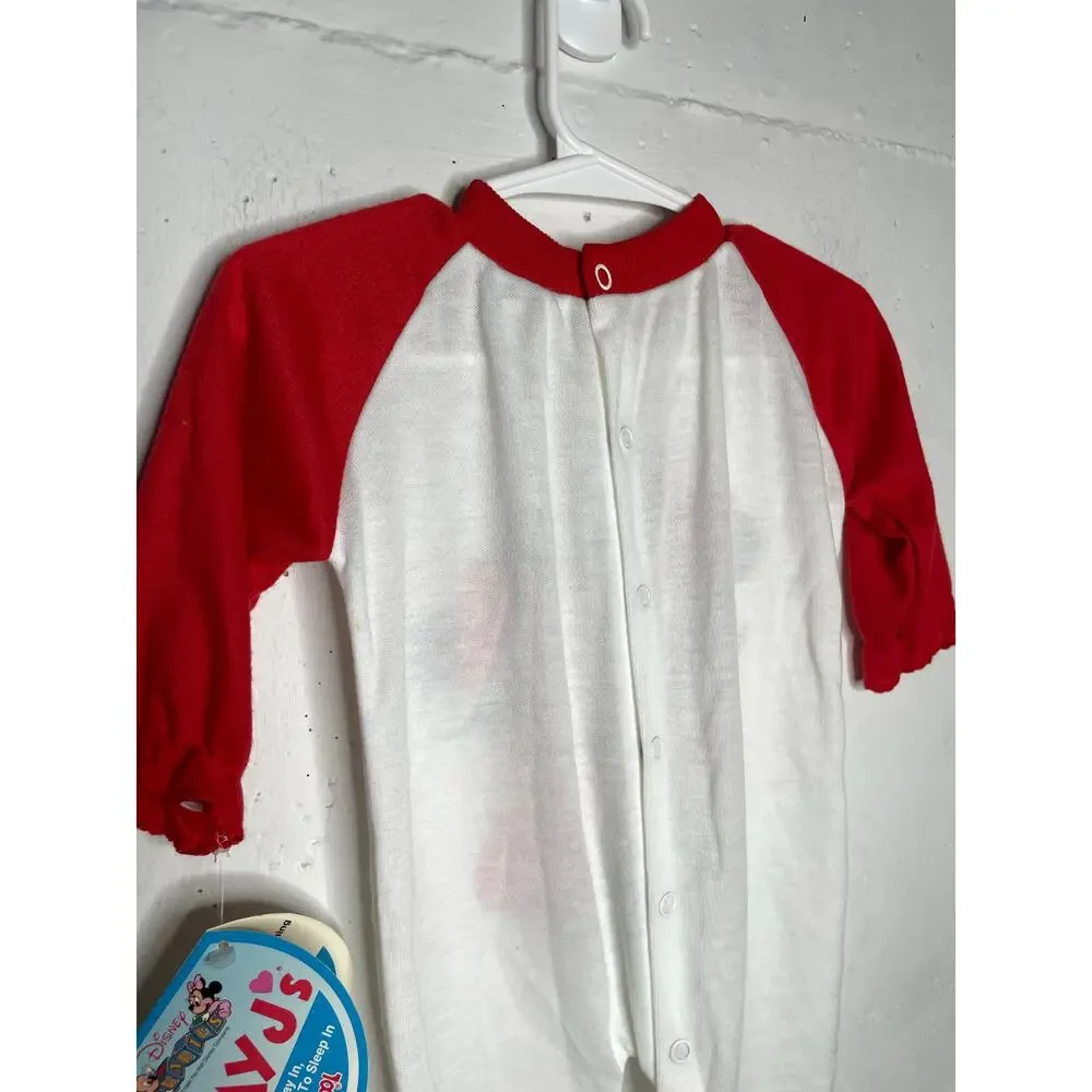 NEW Vintage 1984 Walt Disney Co Christmas One Piece Footie Mickey Minnie NEWBORN